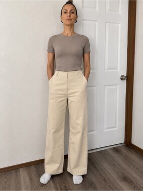 UNIQLO wide leg corduroy pants cream ivory women’s XL 32x30